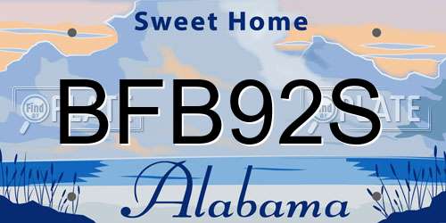 BFB92S Alabama License Plate