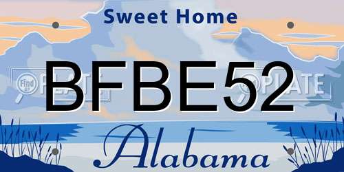 BFBE52 Alabama License Plate