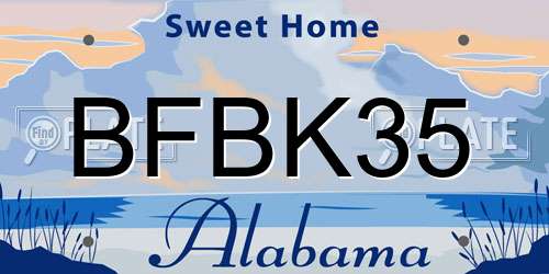BFBK35 Alabama License Plate
