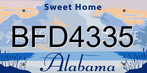BFD4335 Alabama License Plate