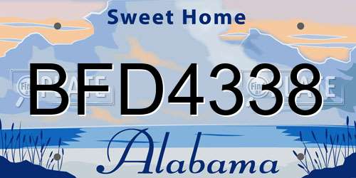 BFD4338 Alabama License Plate