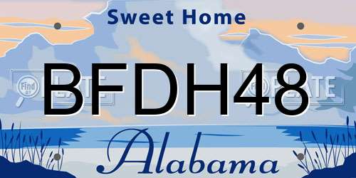 BFDH48 Alabama License Plate