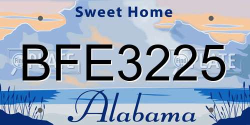 BFE3225 Alabama License Plate