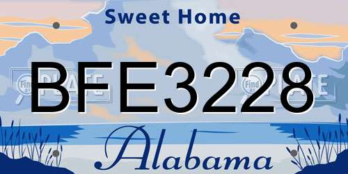 BFE3228 Alabama License Plate