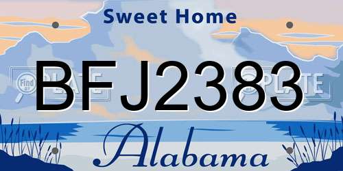 BFJ2383 Alabama License Plate