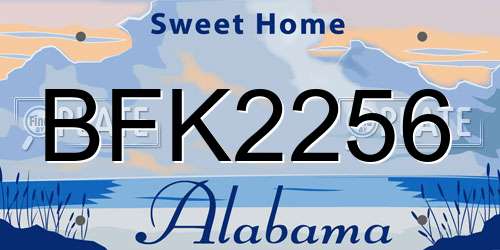 BFK2256 Alabama License Plate