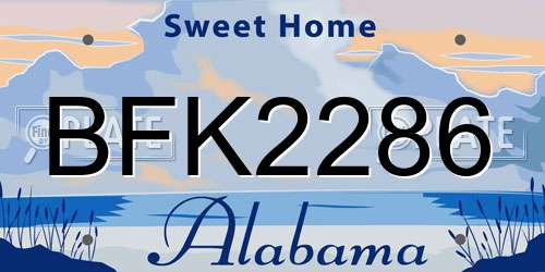 BFK2286 Alabama License Plate
