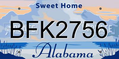 BFK2756 Alabama License Plate