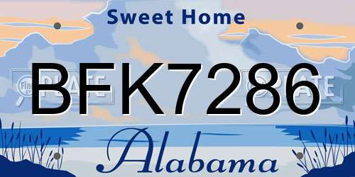 BFK7286 Alabama License Plate