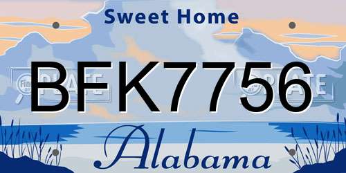 BFK7756 Alabama License Plate