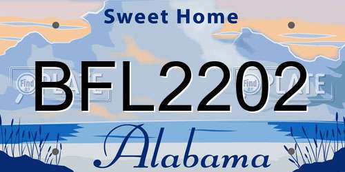 BFL2202 Alabama License Plate