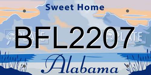 BFL2207 Alabama License Plate