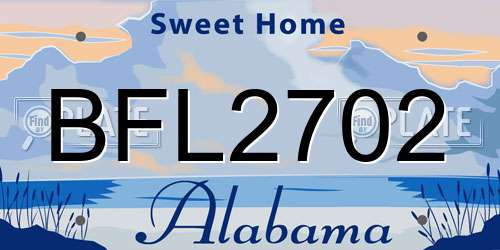 BFL2702 Alabama License Plate