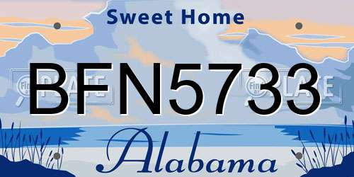 BFN5733 Alabama License Plate