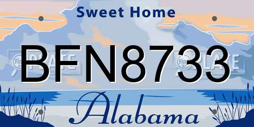 BFN8733 Alabama License Plate