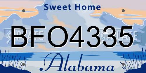 BFO4335 Alabama License Plate
