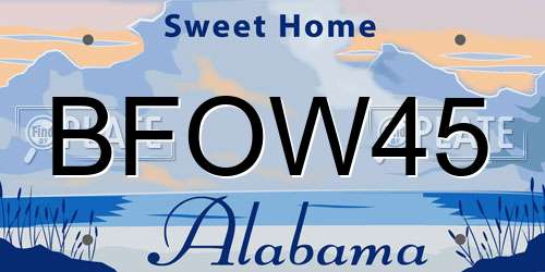 BFOW45 Alabama License Plate