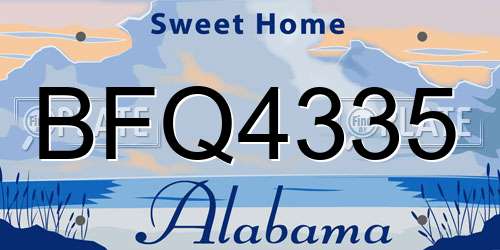 BFQ4335 Alabama License Plate