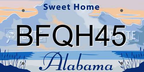 BFQH45 Alabama License Plate