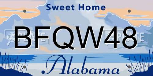 BFQW48 Alabama License Plate