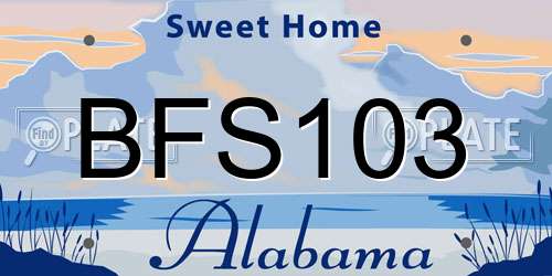 BFS103 Alabama License Plate