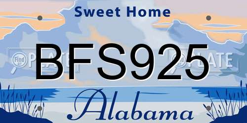 BFS925 Alabama License Plate