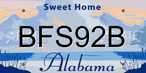 BFS92B Alabama License Plate