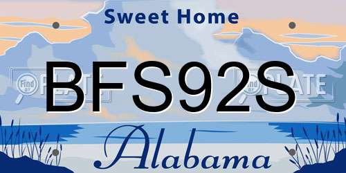 BFS92S Alabama License Plate