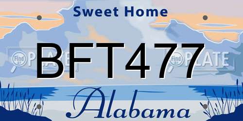 BFT477 Alabama License Plate