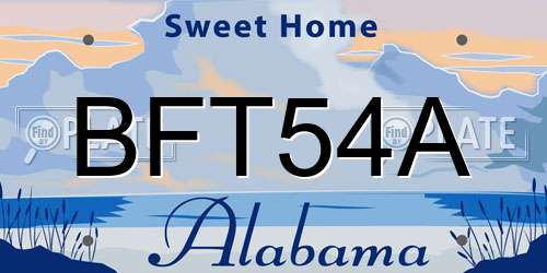 BFT54A Alabama License Plate