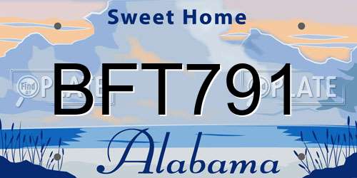 BFT791 Alabama License Plate