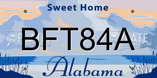 BFT84A Alabama License Plate