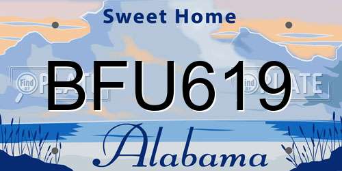 BFU619 Alabama License Plate