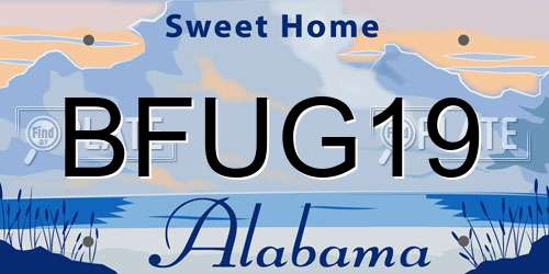 BFUG19 Alabama License Plate