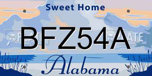 BFZ54A Alabama License Plate