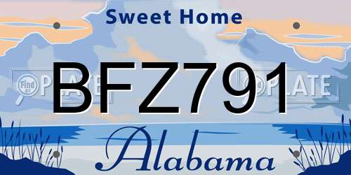 BFZ791 Alabama License Plate