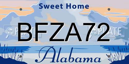 BFZA72 Alabama License Plate