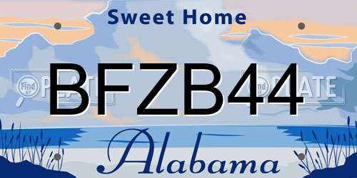 BFZB44 Alabama License Plate
