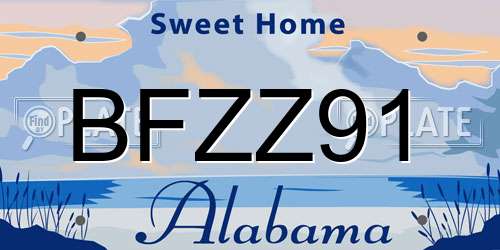 BFZZ91 Alabama License Plate