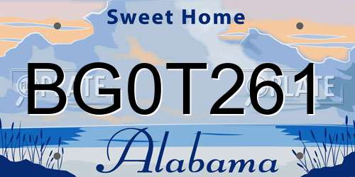 BG0T261 Alabama License Plate