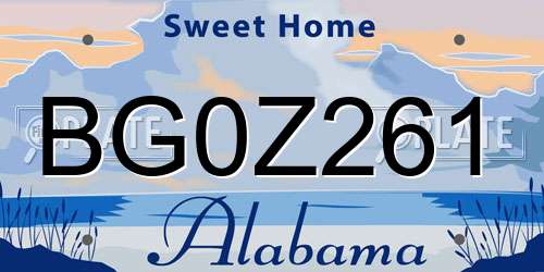BG0Z261 Alabama License Plate