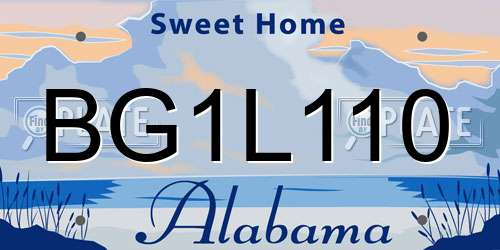 BG1L110 Alabama License Plate