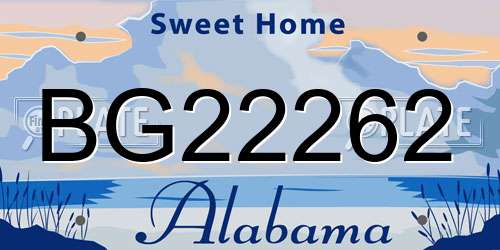 BG22262 Alabama License Plate