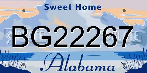BG22267 Alabama License Plate