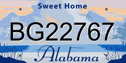 BG22767 Alabama License Plate