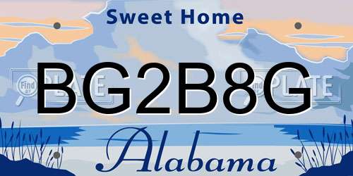 BG2B8G Alabama License Plate