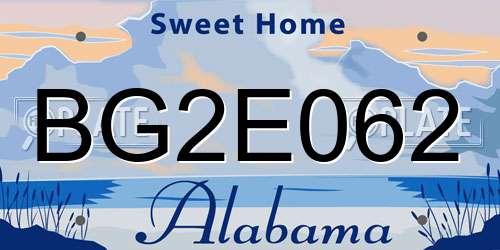 BG2E062 Alabama License Plate