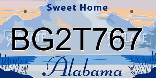 BG2T767 Alabama License Plate