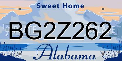 BG2Z262 Alabama License Plate