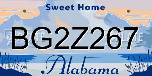 BG2Z267 Alabama License Plate